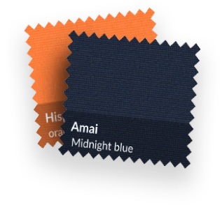 Un échantillon de couleur orange et bleu foncé, ceux-ci sont disponibles gratuitement pour faire le bon choix.