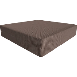 Un coussin rectangulaire brun. (tendu)